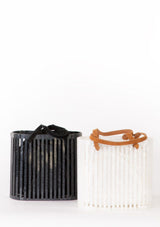 [Color: Pearl] Lovestitch pearl resin cage bag with leather handle