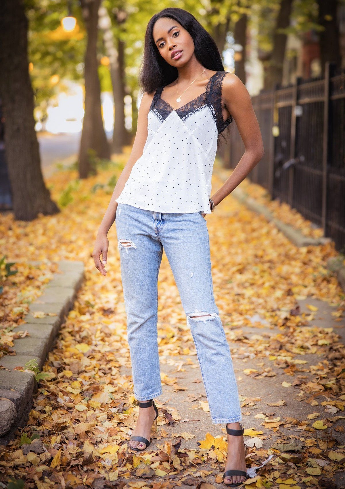 Vintage Inspired Polka Dot Lace Cami | LOVESTITCH