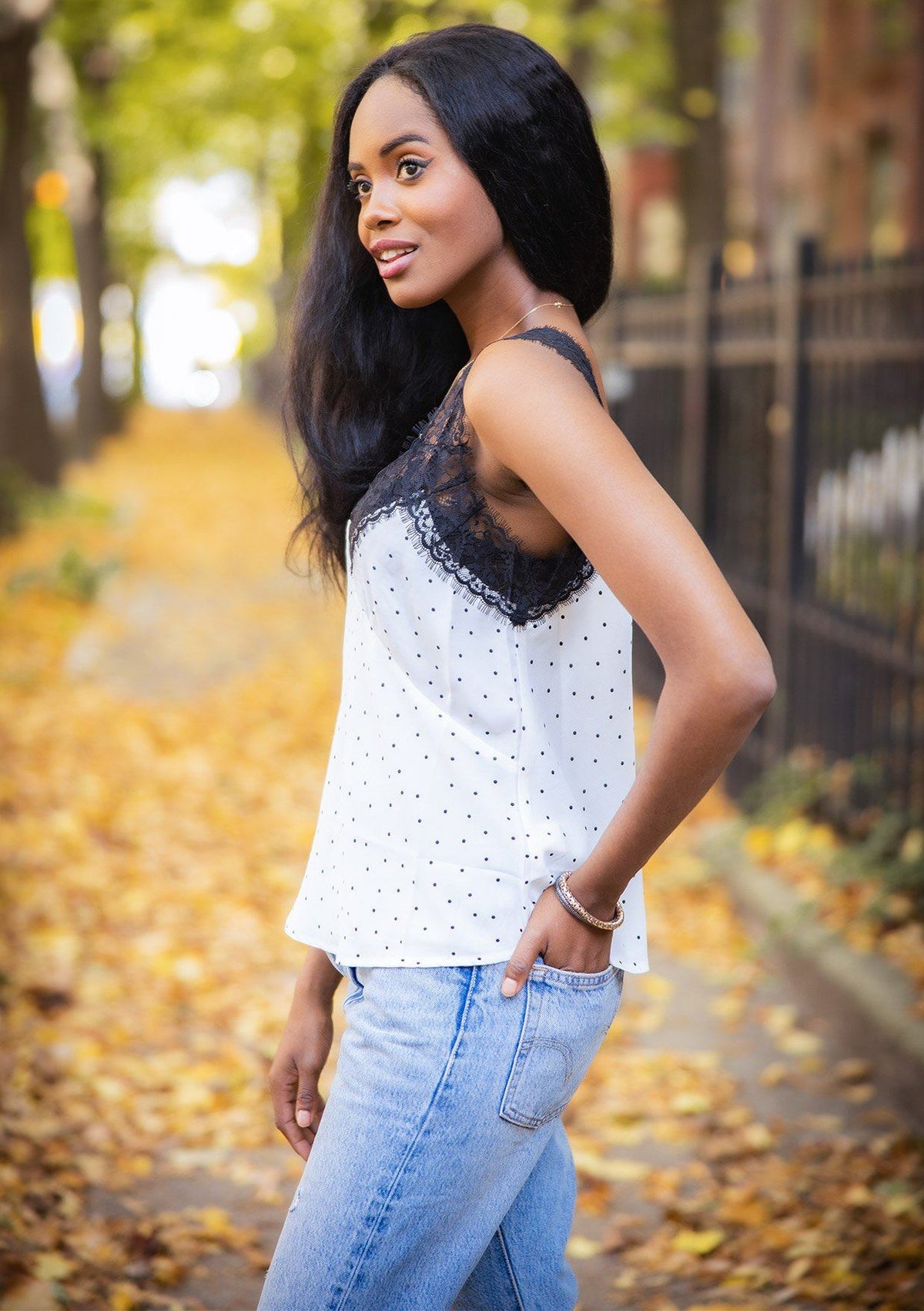 トップス pellicule point lace camisole Vintage Inspired Polka Dot Lace Cami | LOVESTITCH
