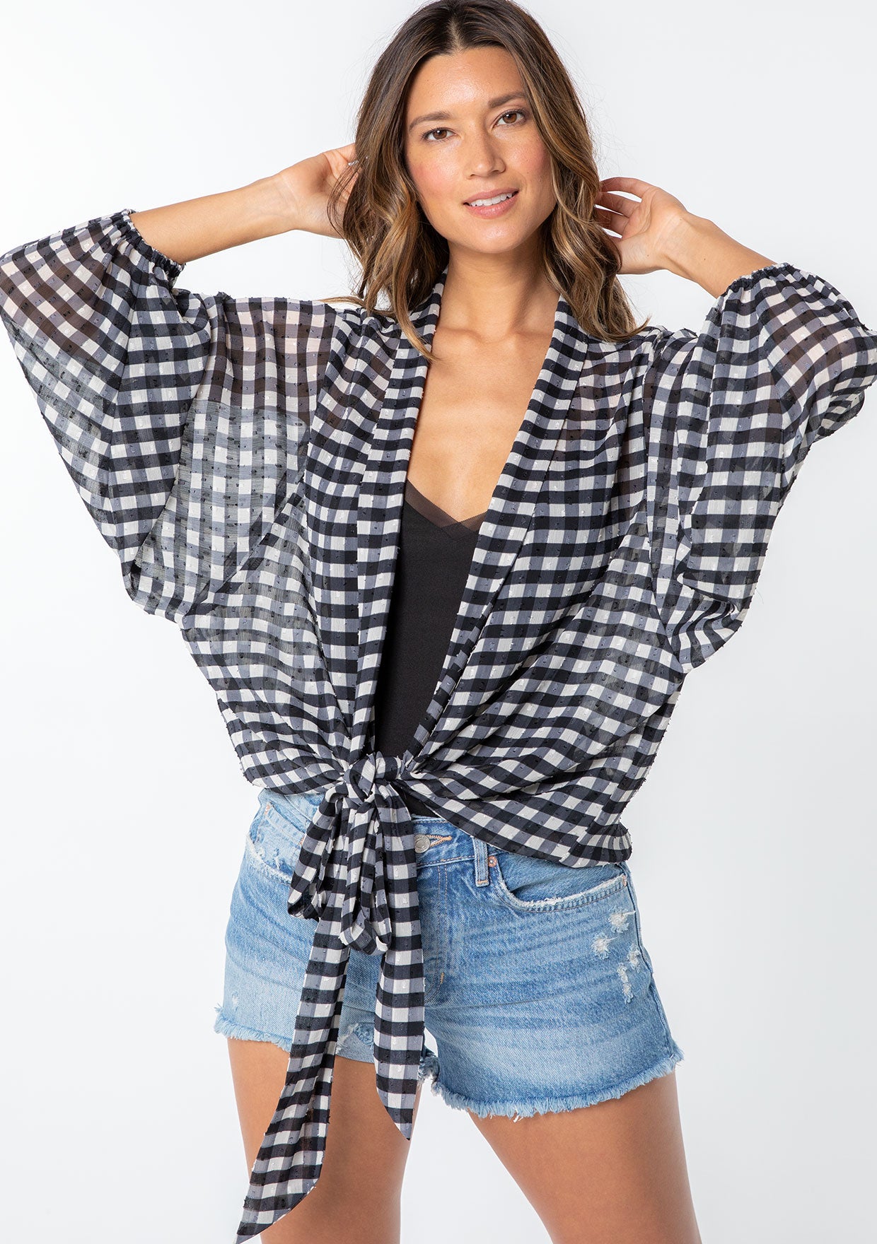 Perfectly You Tie-Front Gingham Top main image 0