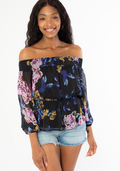 Bohemian Floral Print Off Shoulder Blouse | LOVESTITCH