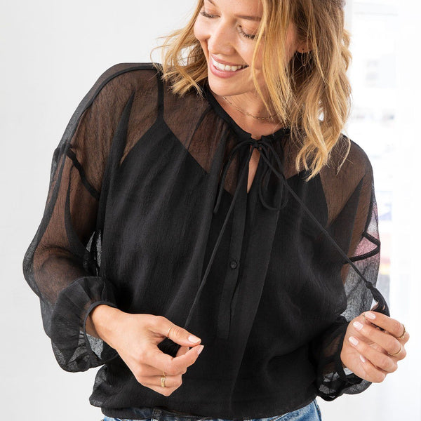 sheer peasant blouse