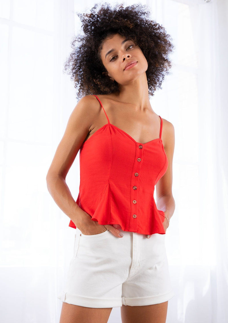 Trending Peplum Style Button Front Cami