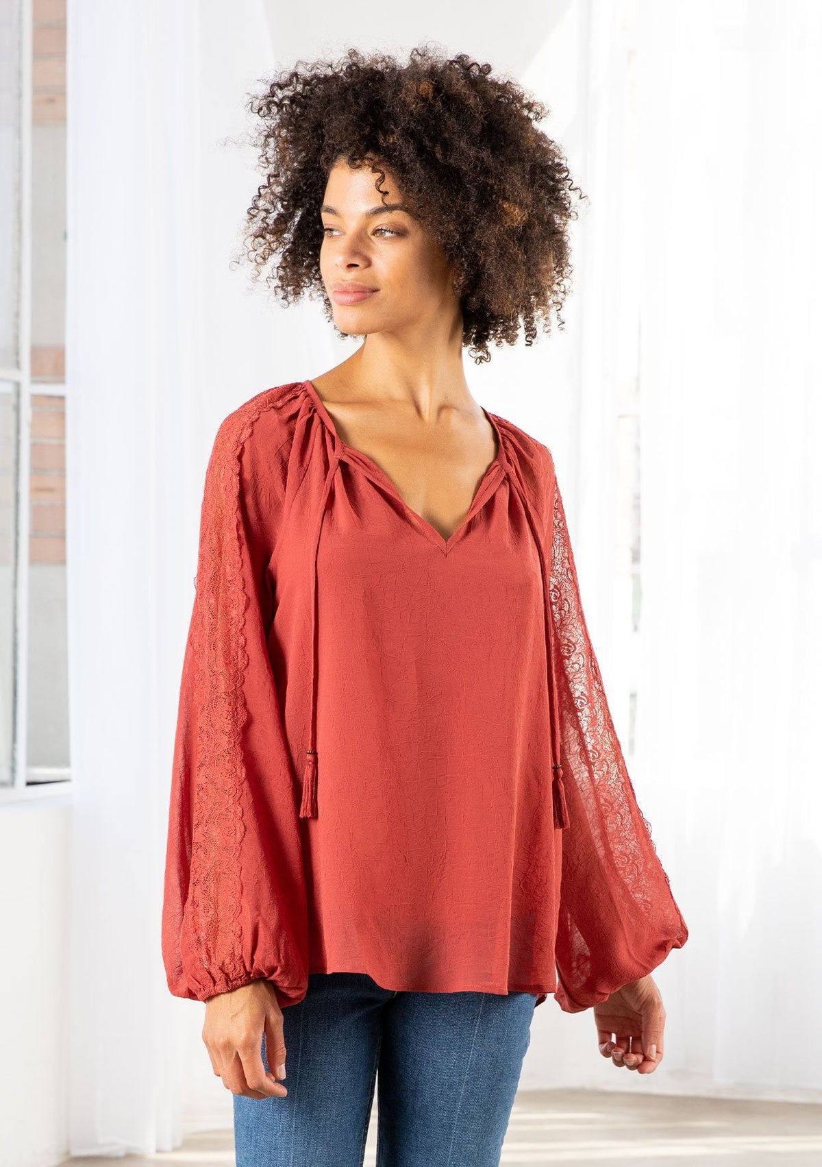 Women's Billowy Sheer Blouse | LOVESTITCH