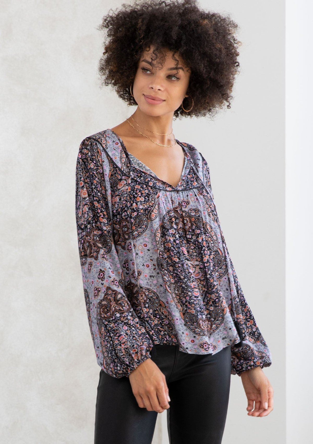 paisley peasant top