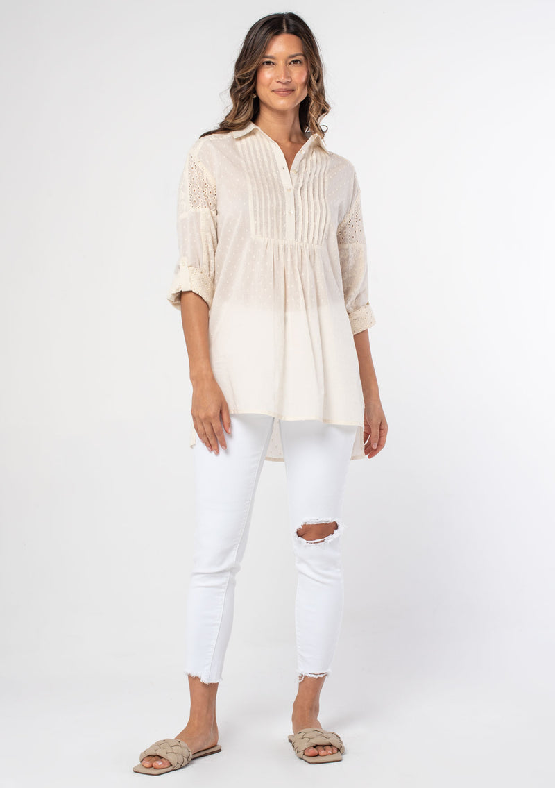 Women's Top - Embroidered Cotton Tunic Top