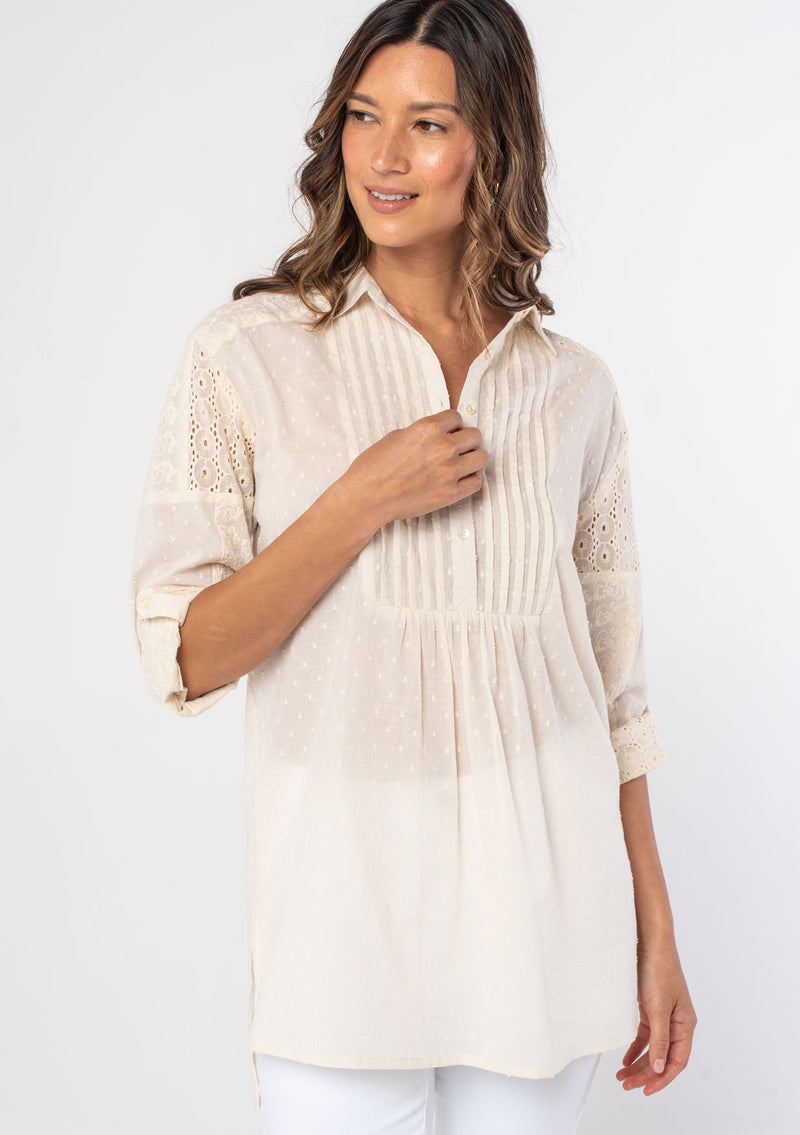Women's Top - Embroidered Cotton Tunic Top