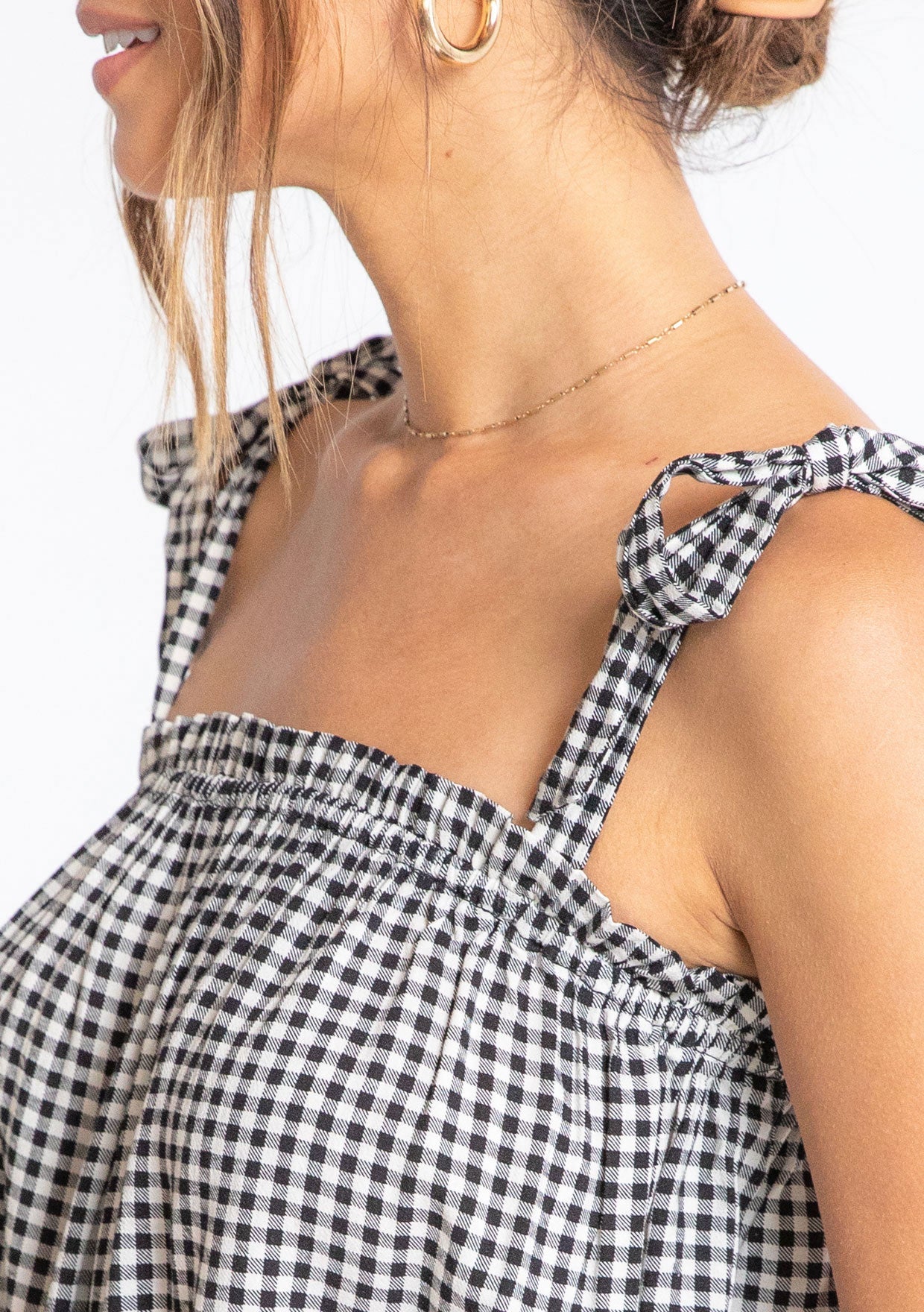 Gingham Tie Front Tank Top main image 1