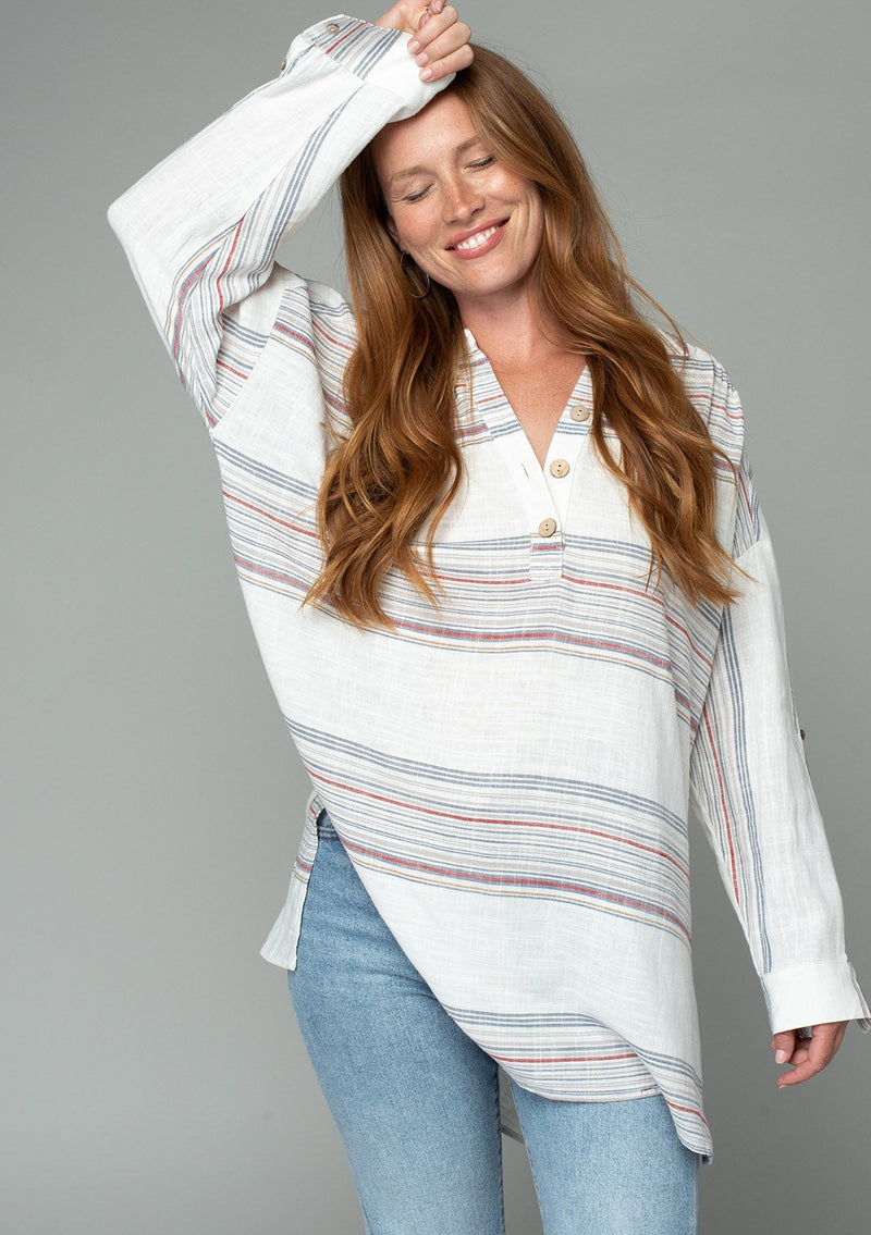 Women's Top - Relaxed Striped Tunic Shirt
