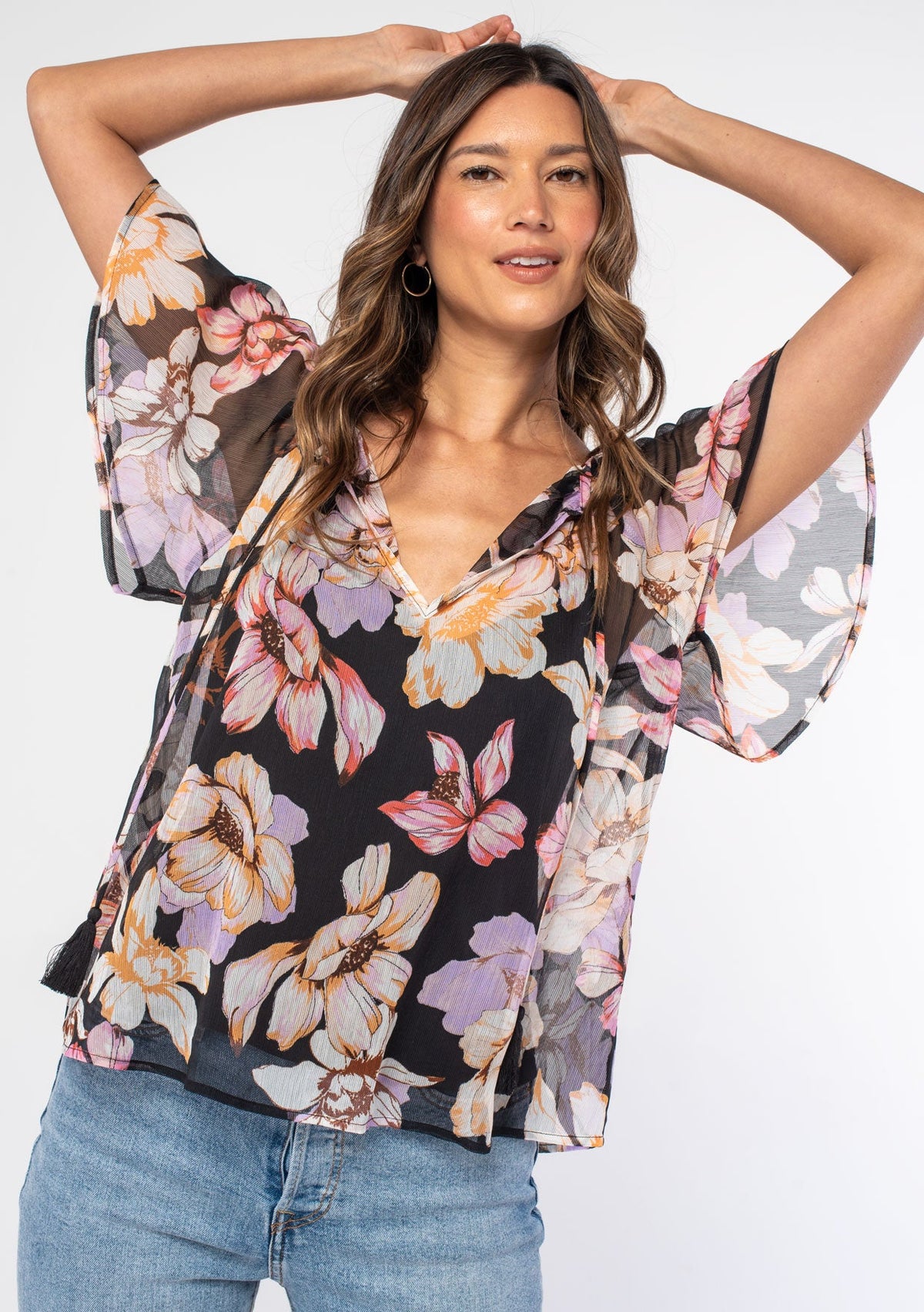 floral chiffon tops