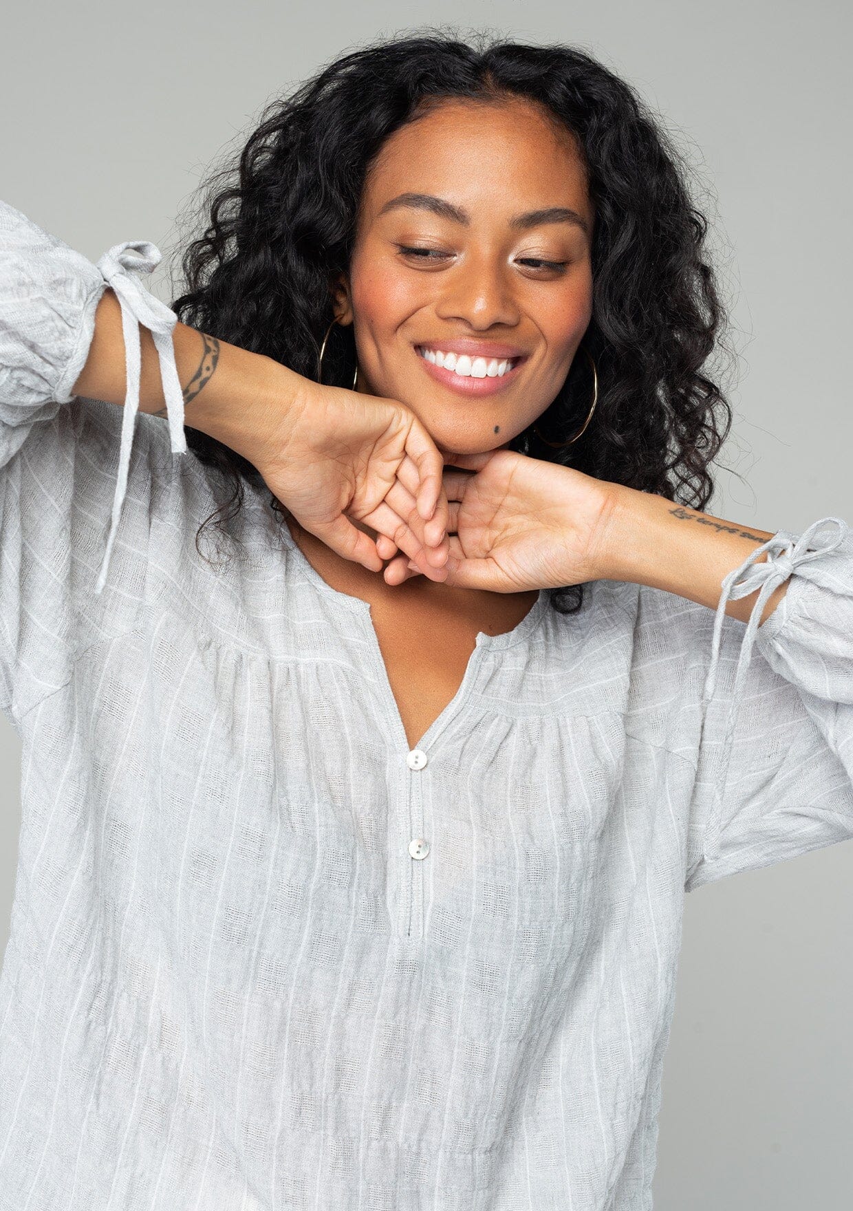 Women's Top Classic Cotton Bohemian Tie Sleeve Top LOVESTITCH