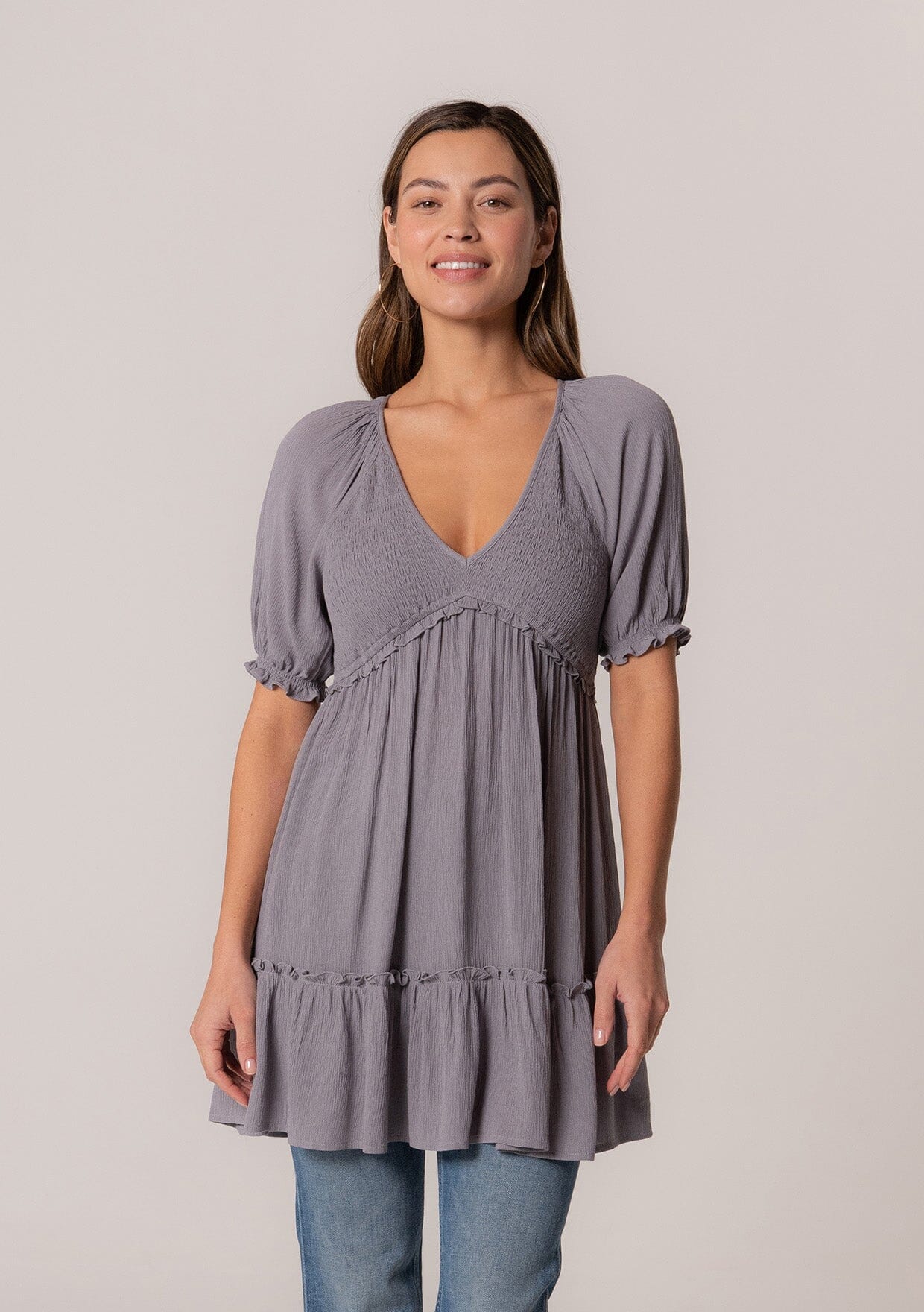 Women's Spring Tunic Top - Puff Sleeve Smocked Top | LOVESTITCH