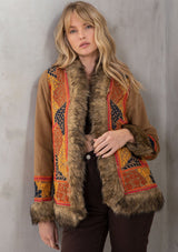 [Color: Camel Multi] A dreamy bohemian coat, made for all your cold weather adventures! Featuring a faux fur trim and pretty embroidered details throughout.