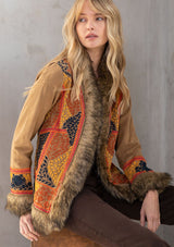 [Color: Camel Multi] A dreamy bohemian coat, made for all your cold weather adventures! Featuring a faux fur trim and pretty embroidered details throughout.