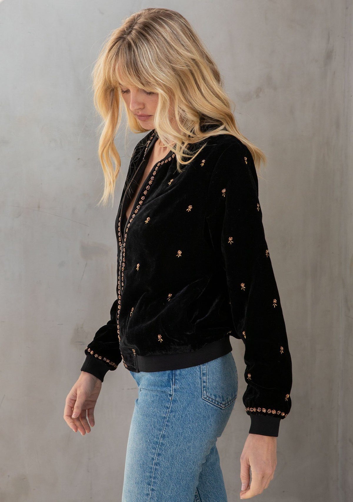 Beaded Velvet Bomber Jacket | LOVESTITCH