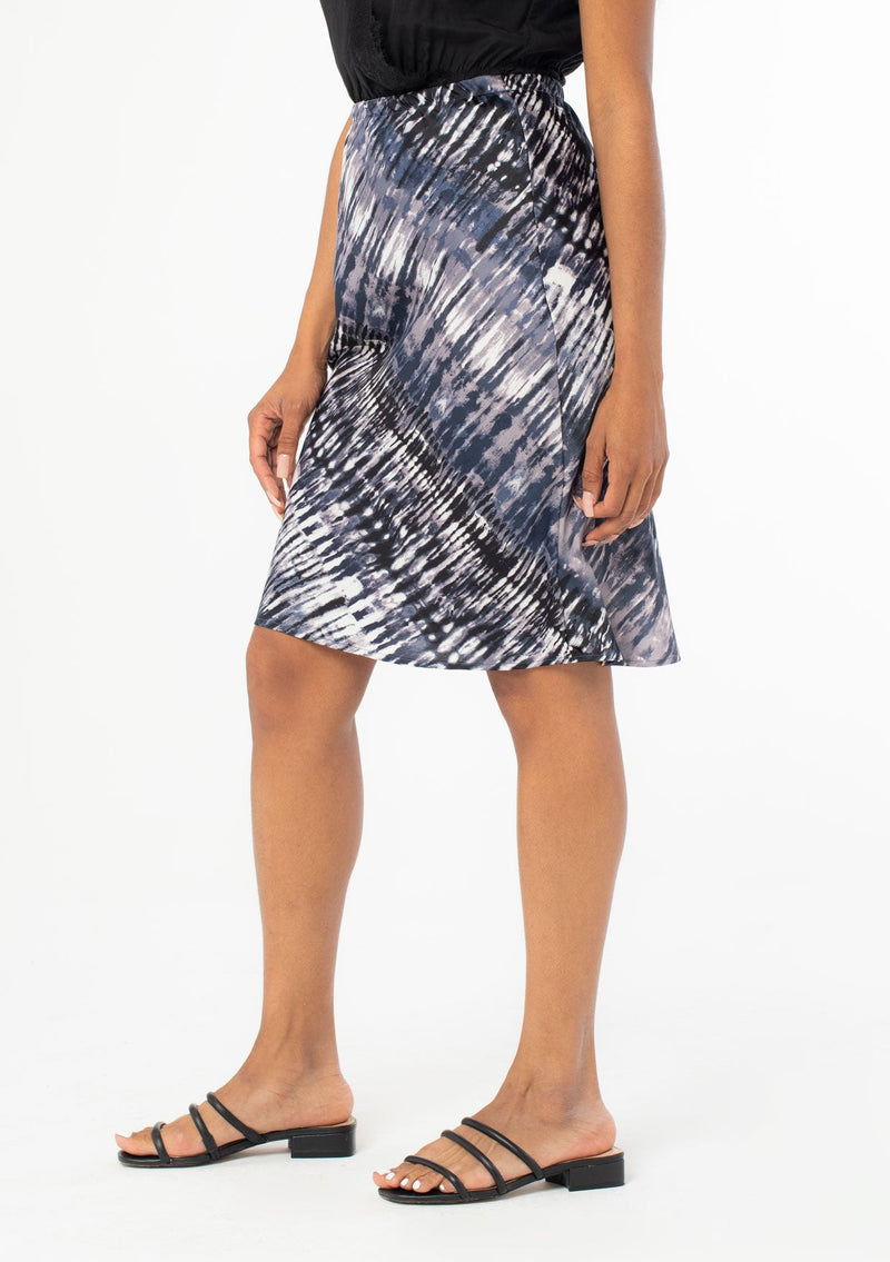 [Color: Charcoal Midnight] Our soft and lightweight midi skirt is designed in a trending allover tie dye stripe. Featuring a flattering bias cut and a versatile midi length. This easy and elegant skirt can be dressed up for work or dressed down with a basic white tee and sneakers.