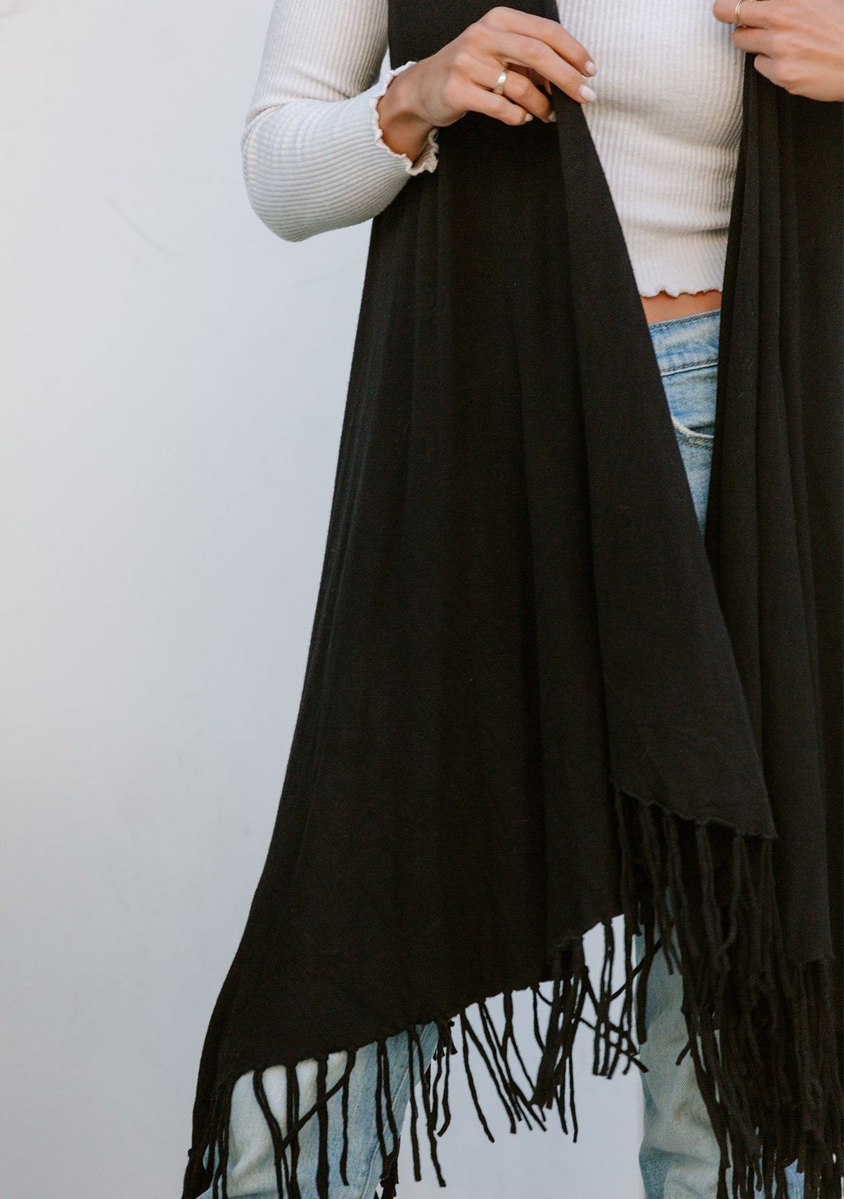 Cozy Hooded Knit Fringe Vest | LOVESTITCH