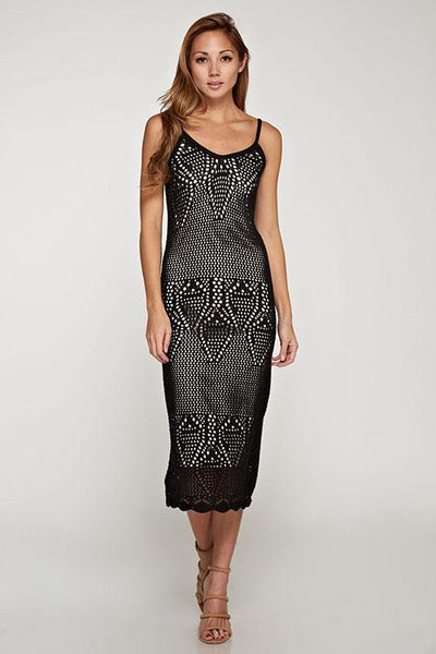 Crochet Tank Dress Black / L