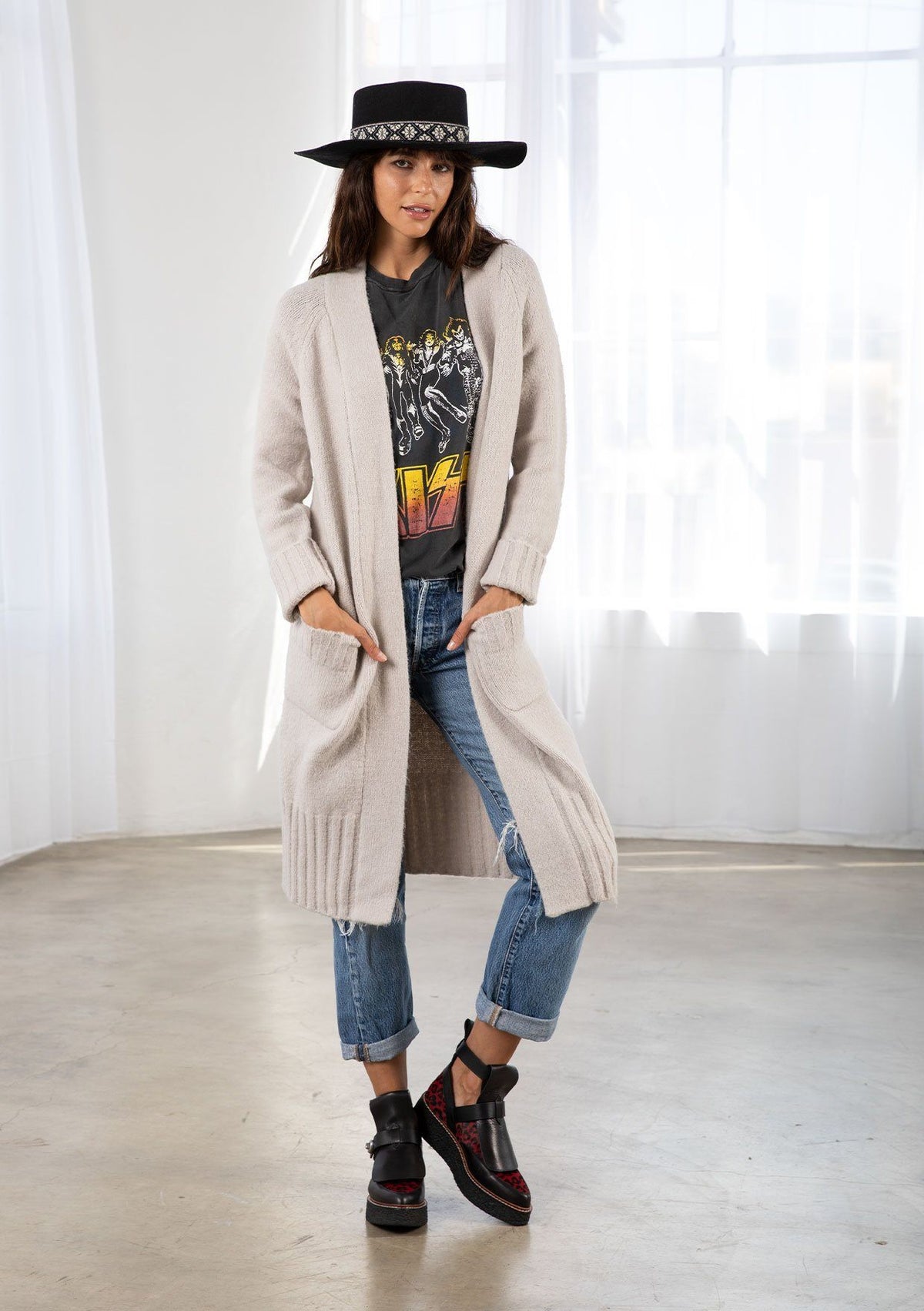 Relaxed Fit Long Cardigan with Pockets LOVESTITCH