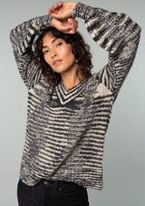 [Color: Midnight/Sand] Lovestitch volume sleeve, space dye sweater