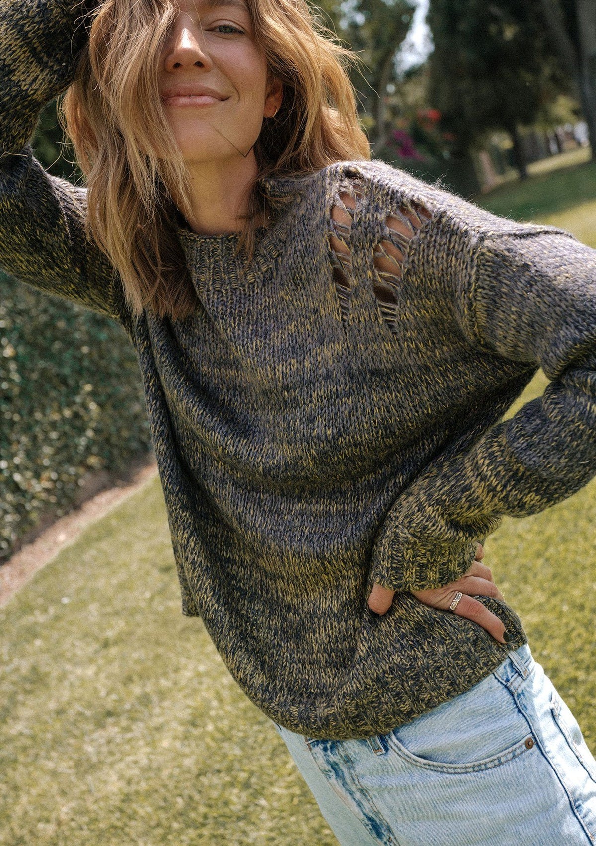 Space Dye Knit Mock Neck Sweater | LOVESTITCH