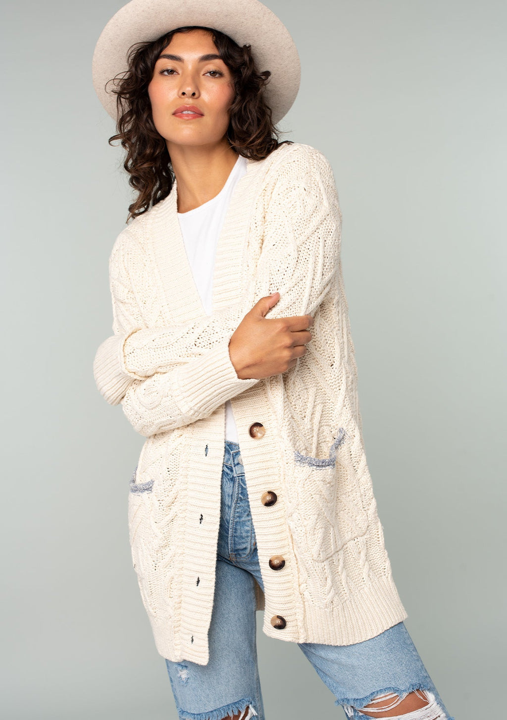Women\'s Natural Cardigan LOVESTITCH Cable - Classic Knit Chunky