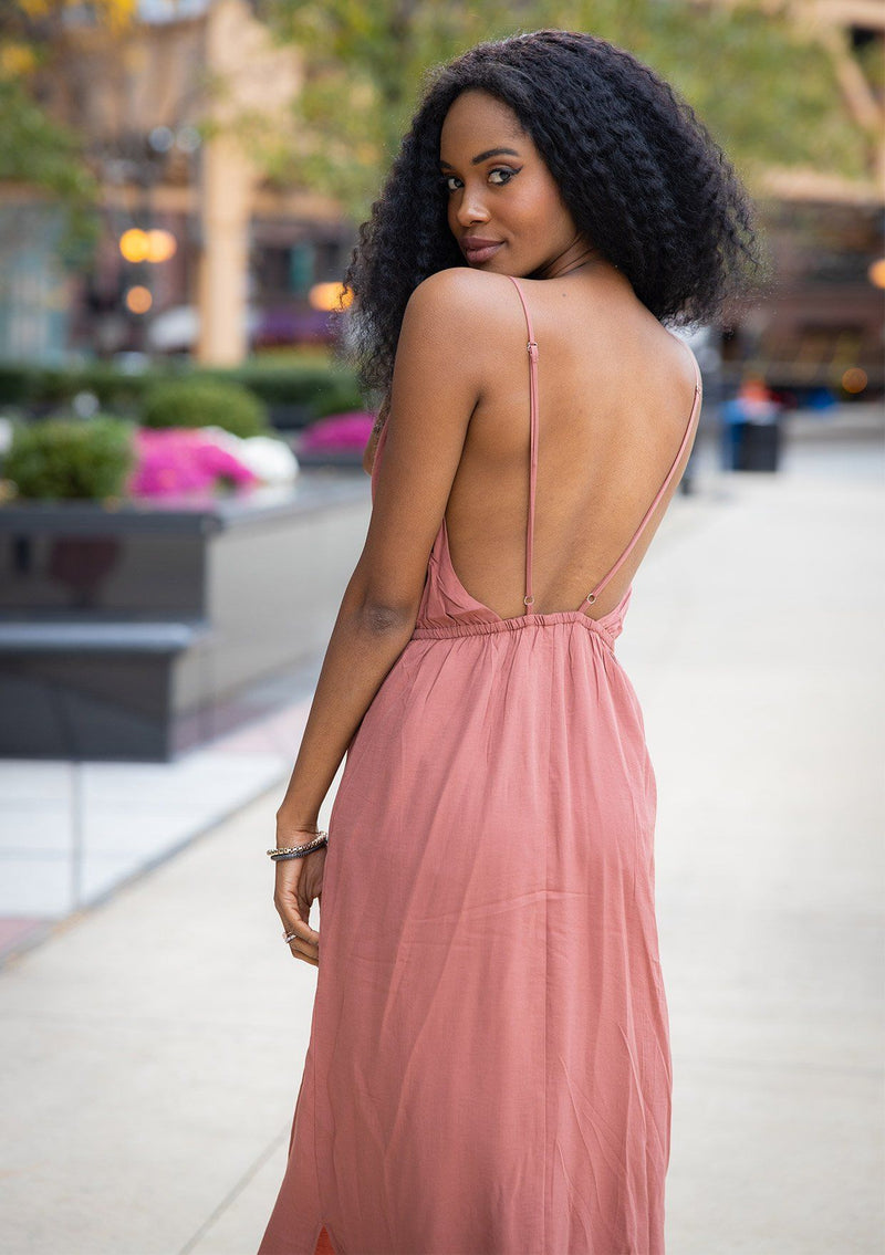 Dream A Little Dream Backless Maxi Dress Clay / M
