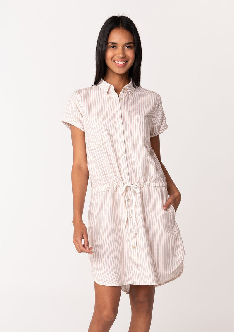Women's Casual Everyday White Striped Shirt Dress Women's Casual Everyday White Striped Shirt Dress