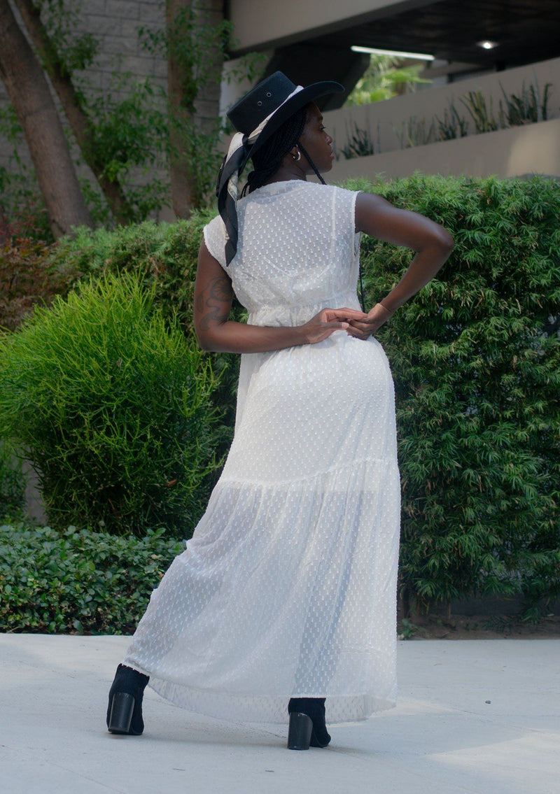 Sheer White Chiffon Clip Dot Maxi Dress | LOVESTITCH Sheer White Chiffon Clip Dot Maxi Dress | LOVESTITCH