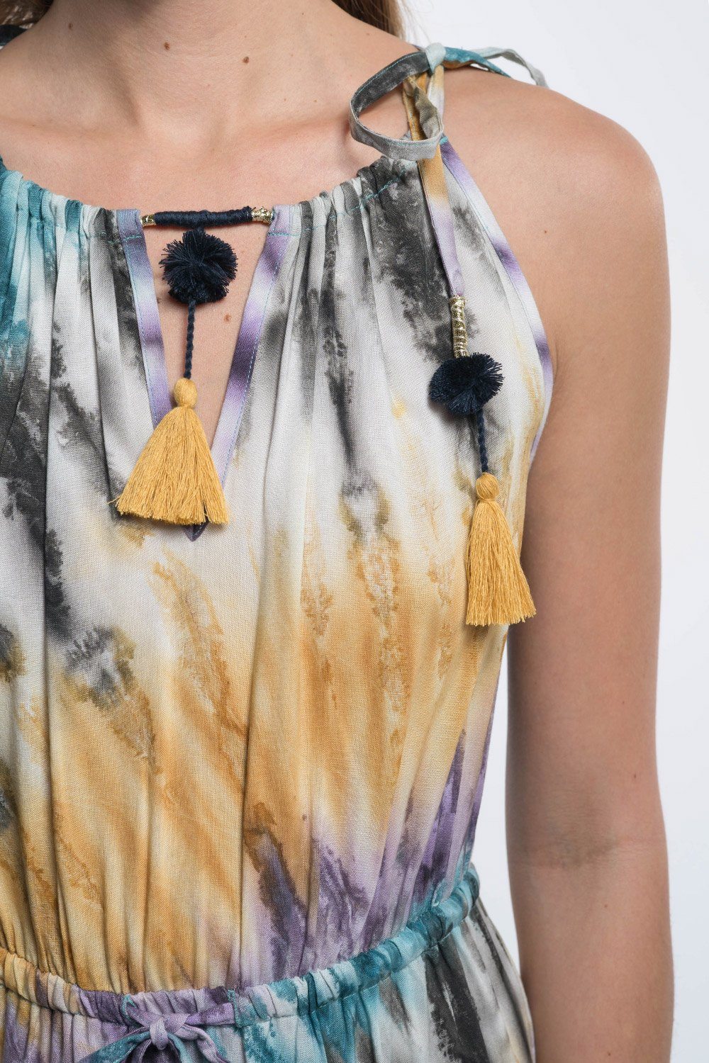 Tie-Dye Festival Maxi Dress Slate/Grey/Lavender / S Tie-Dye Festival Maxi Dress Slate/Grey/Lavender / S