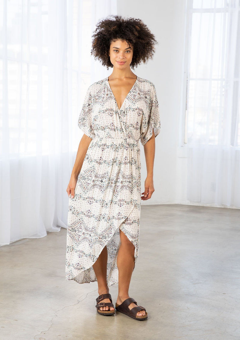 lovestitch floral maxi dress Lovestitch Priscilla Floral Belted Wrap Flowy Maxi Dress With Ruffle Sleeves S