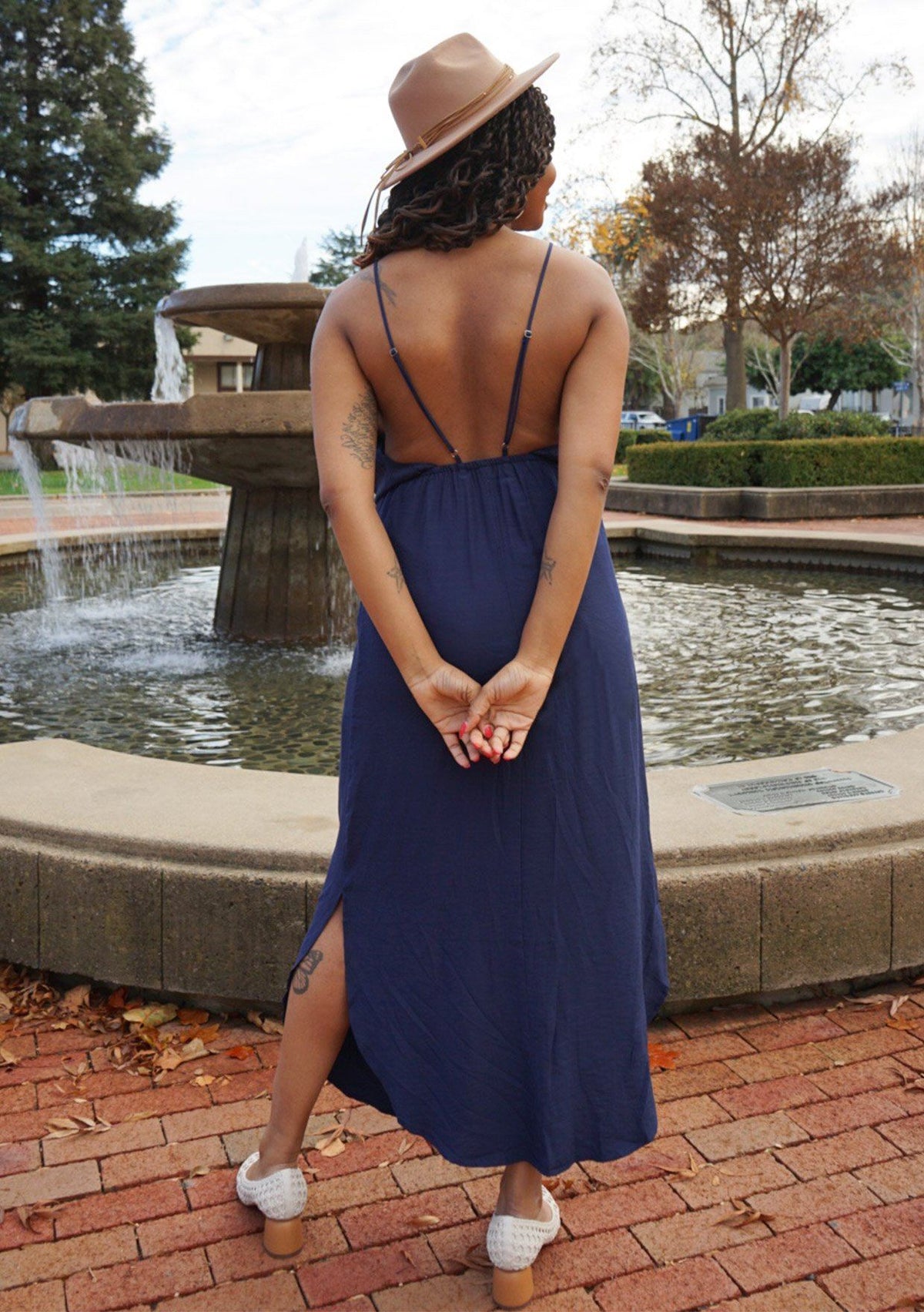 Dream A Little Dream Backless Maxi Dress Navy / L