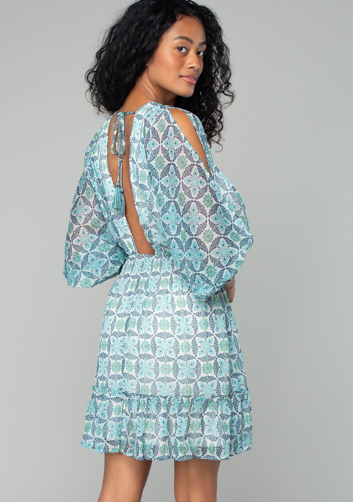 green emerald velvet dress Cream Crochet Lace 3/4 Sleeve Mini Dress
