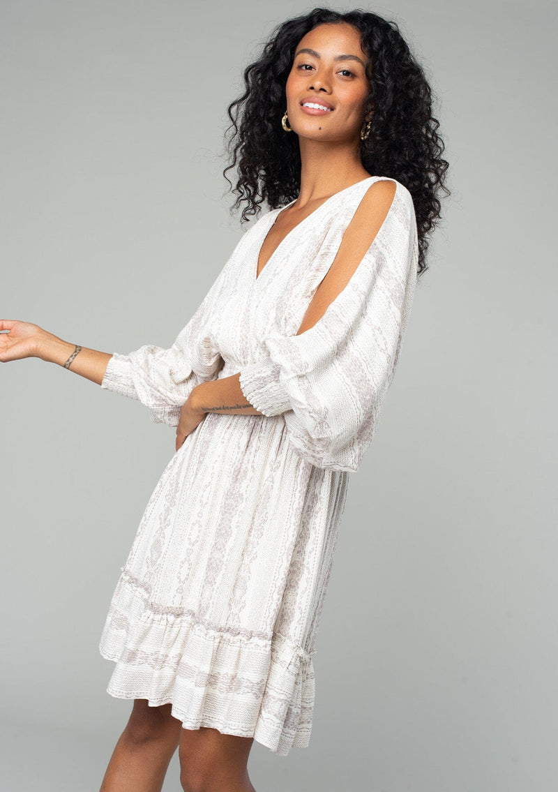 Women's Bohemian Ivory Long Split Sleeve Mini Dress | LOVESTITCH Women's Bohemian Ivory Long Split Sleeve Mini Dress | LOVESTITCH
