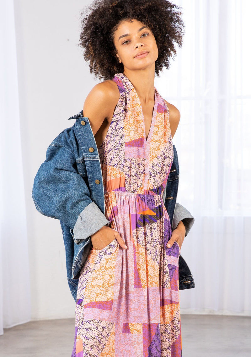 Boho Floral Patchwork Halter Maxi Dress | LOVESTITCH Boho Floral Patchwork Halter Maxi Dress | LOVESTITCH