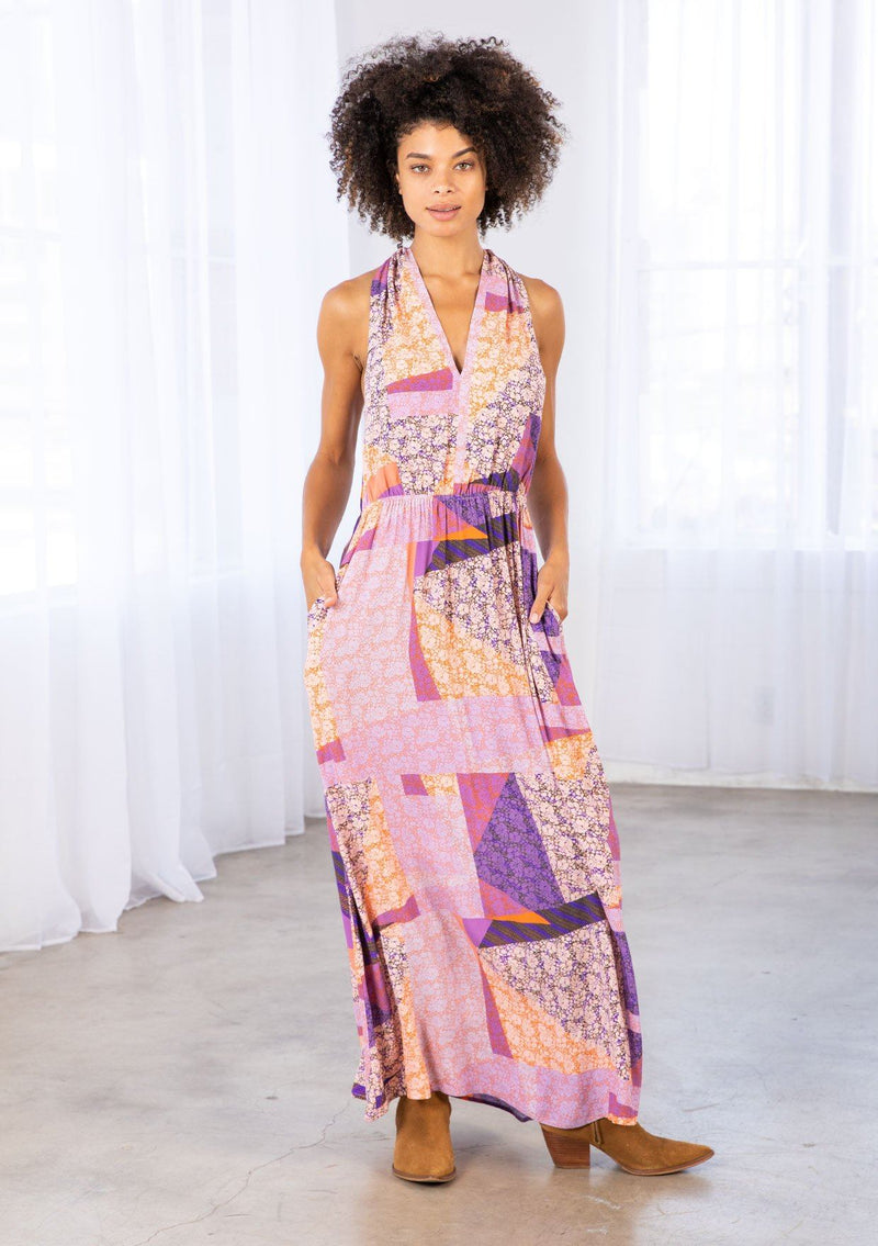 Boho Floral Patchwork Halter Maxi Dress | LOVESTITCH Boho Floral Patchwork Halter Maxi Dress | LOVESTITCH