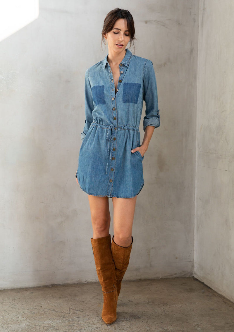 Denim Mini Shirt Dress + Long Sleeves | LOVESTITCH Denim Mini Shirt Dress + Long Sleeves | LOVESTITCH