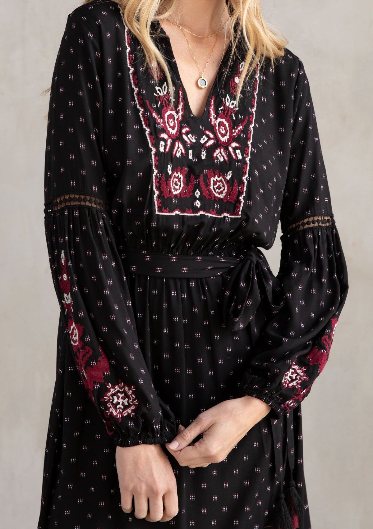 Bohemian Ruffle Midi Dress + Embroidered | LOVESTITCH Bohemian Ruffle Midi Dress + Embroidered | LOVESTITCH