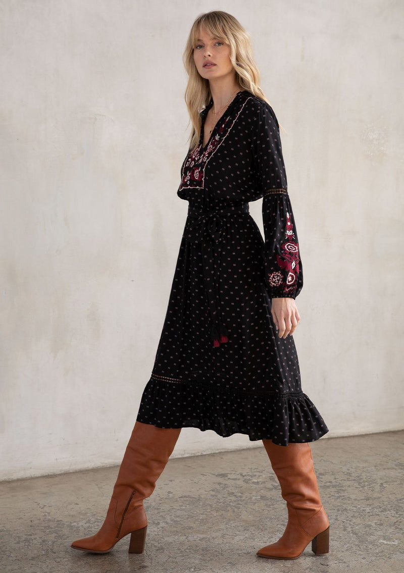 Keita Embroidered Dress Black/Merlot / S Keita Embroidered Dress Black/Merlot / S