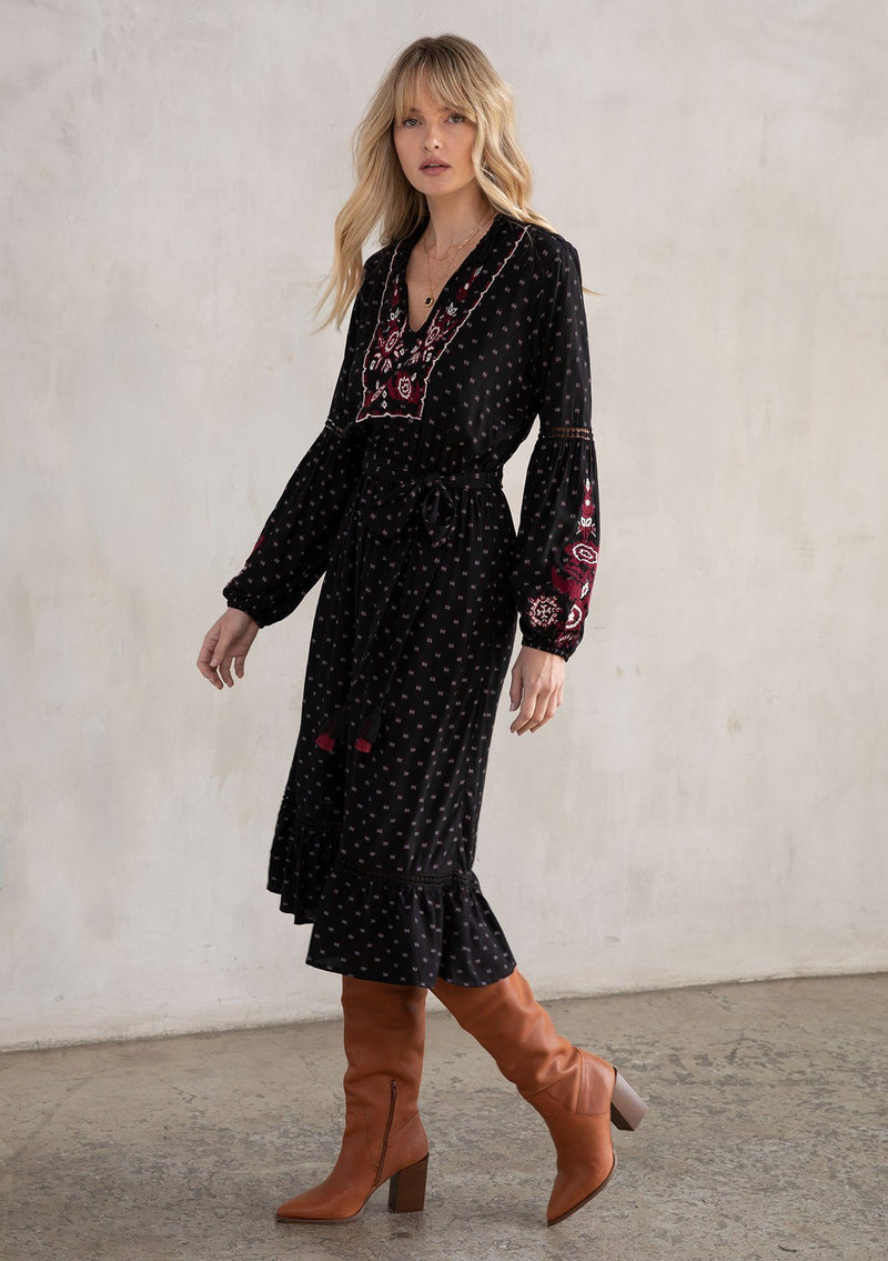 Bohemian Ruffle Midi Dress + Embroidered | LOVESTITCH Bohemian Ruffle Midi Dress + Embroidered | LOVESTITCH