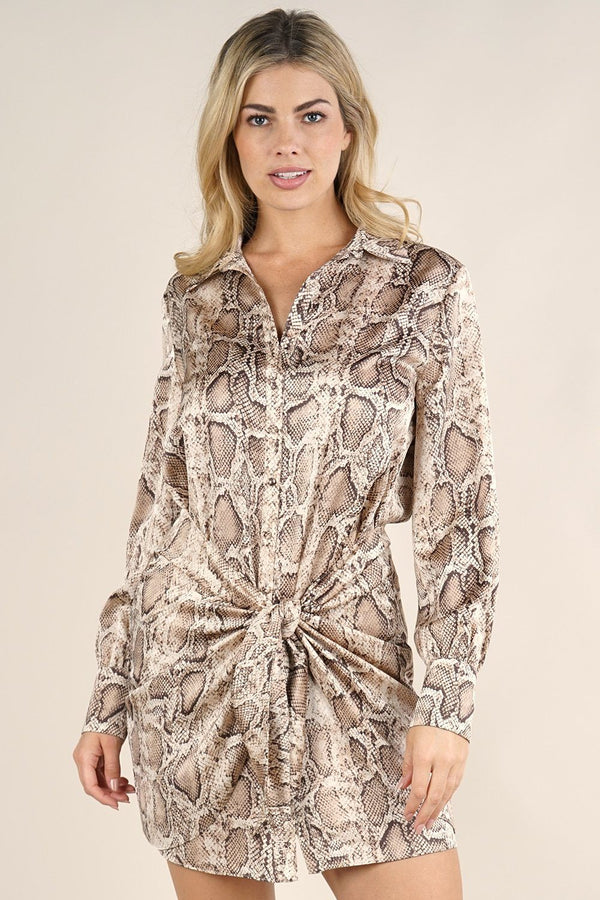 Silky Snakeskin Print Mini Dress
