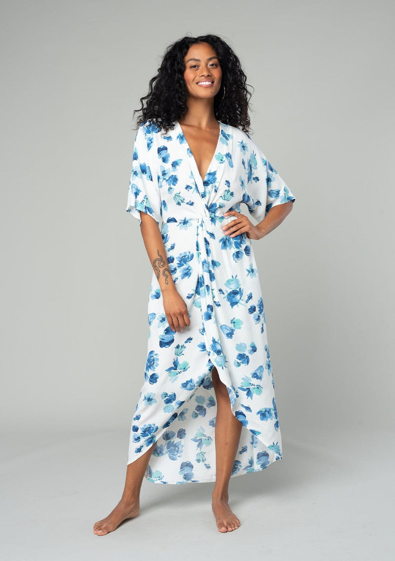 Women's White & Blue Floral Resort Maxi Dress | LOVESTITCH Women's White & Blue Floral Resort Maxi Dress | LOVESTITCH