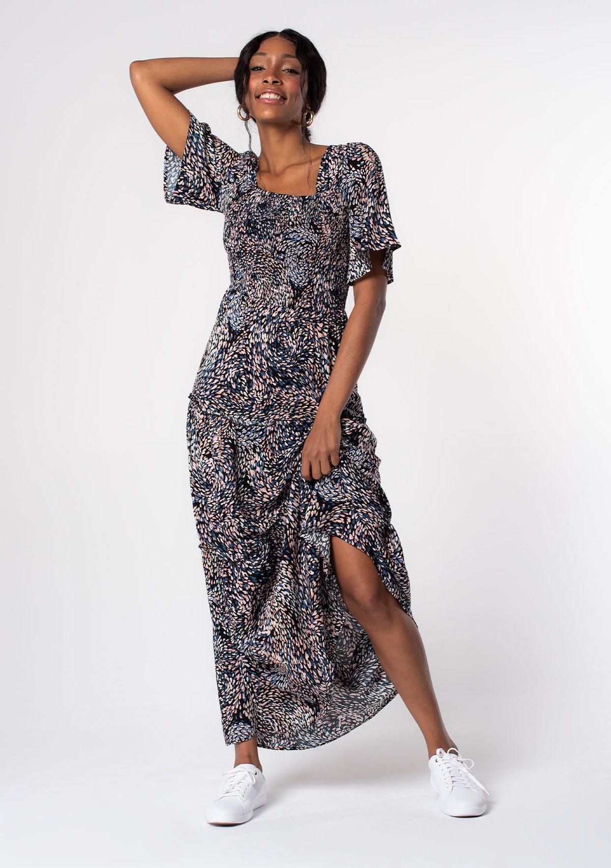Square Neckline Smocked Top Maxi Dress | LOVESTITCH