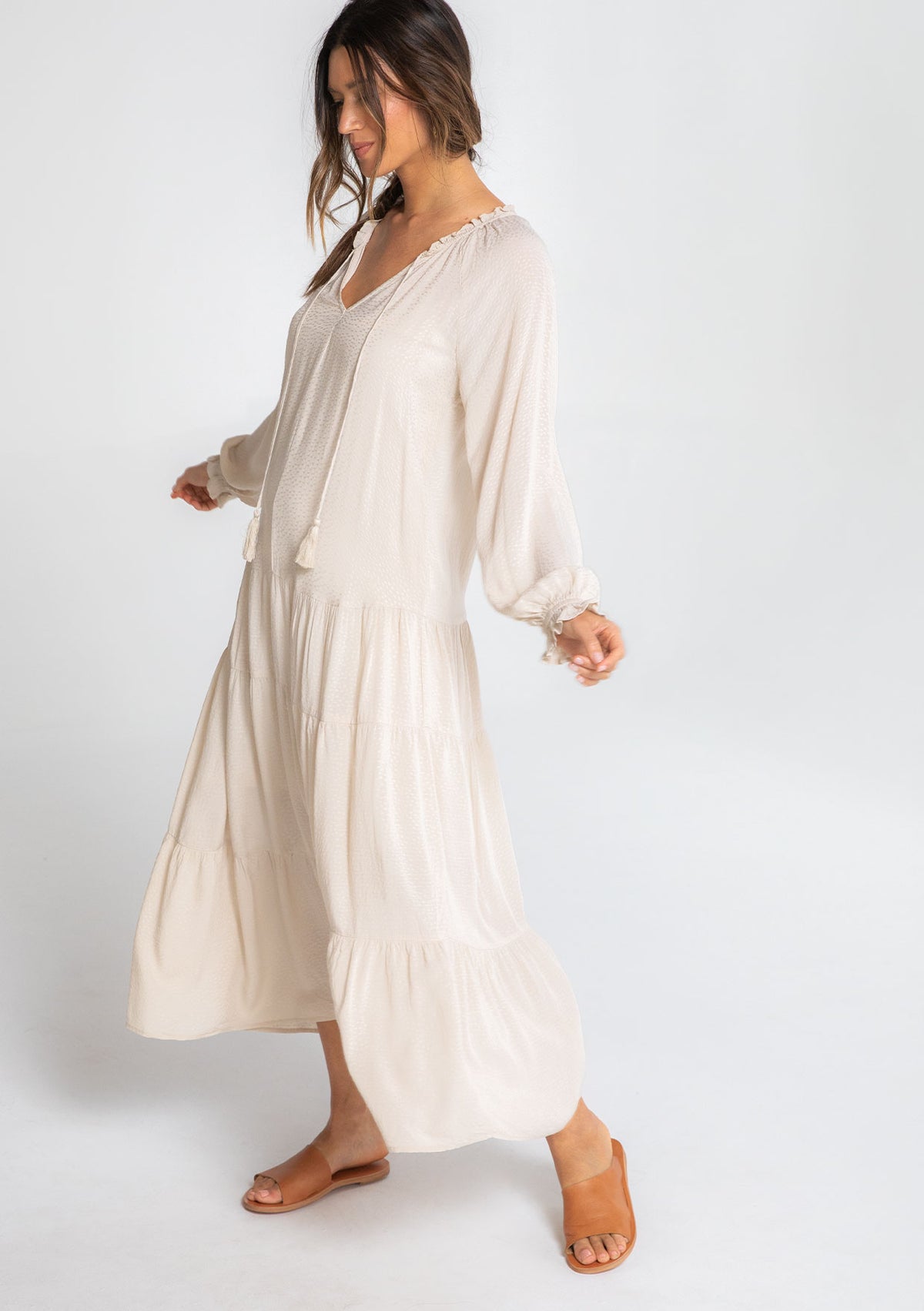 Breezy Bohemian Peasant Maxi Dress