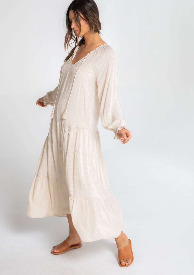 long white peasant dress Breezy Bohemian Peasant Maxi Dress