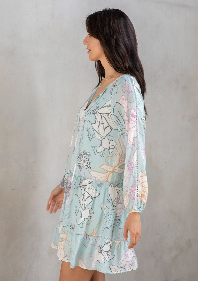 Modern Love Floral Mini Dress Cream/Black / L Modern Love Floral Mini Dress Cream/Black / L