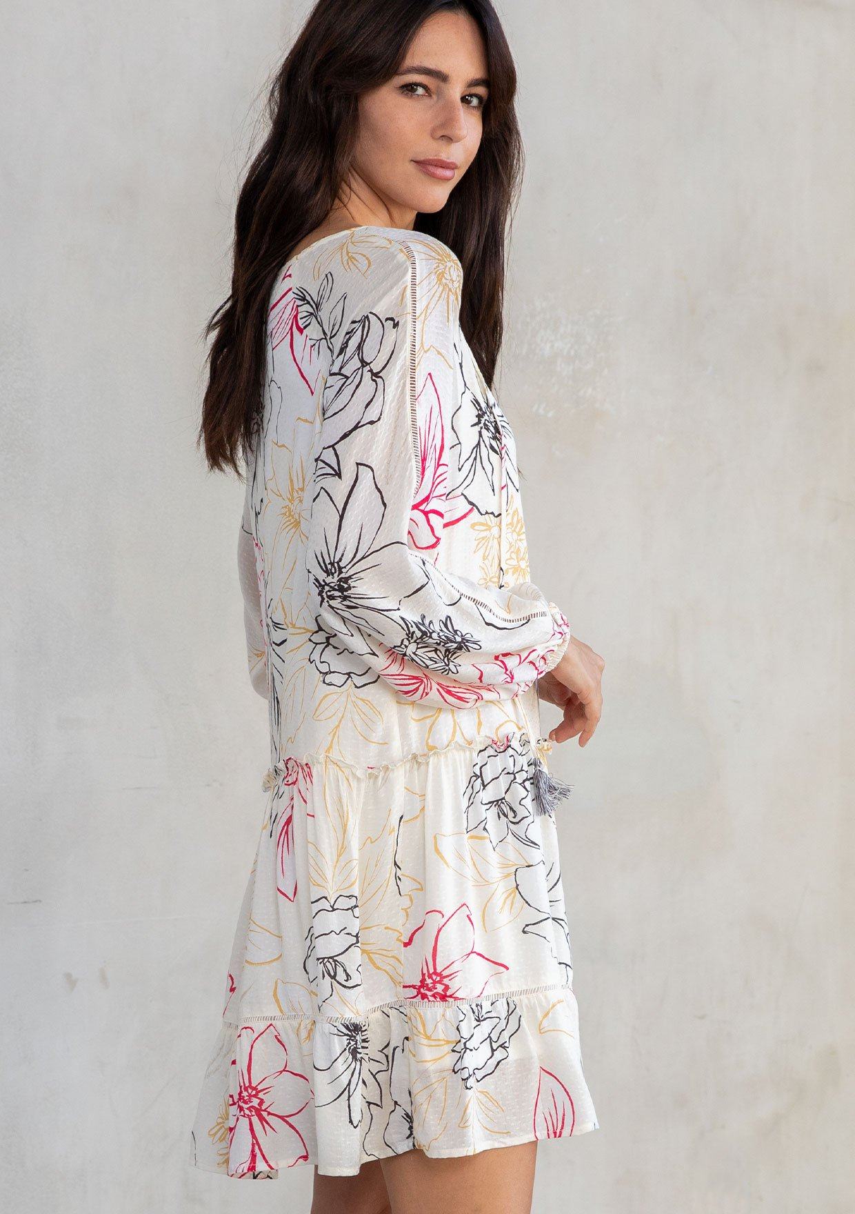 Floral Babydoll Long Sleeve Mini Dress | LOVESTITCH