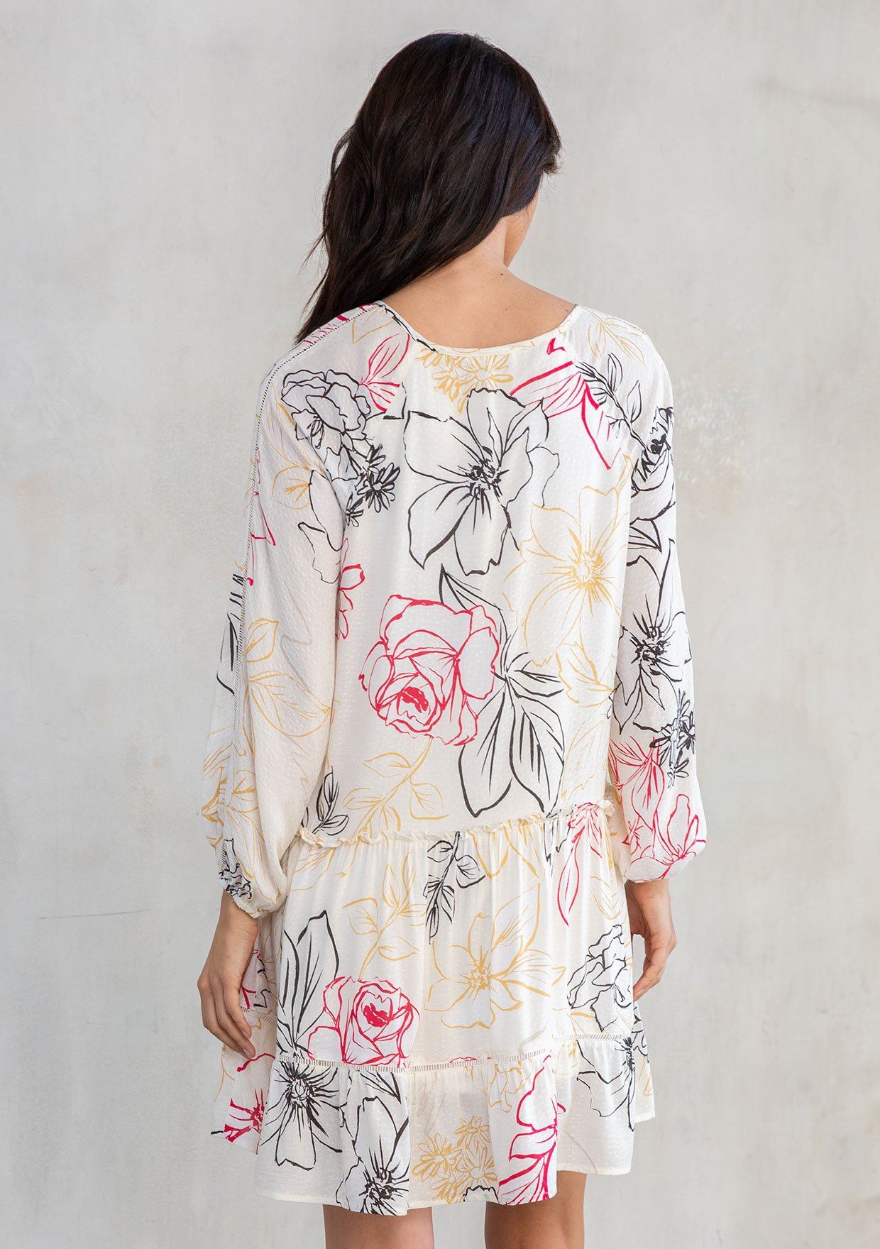 Floral Babydoll Long Sleeve Mini Dress | LOVESTITCH