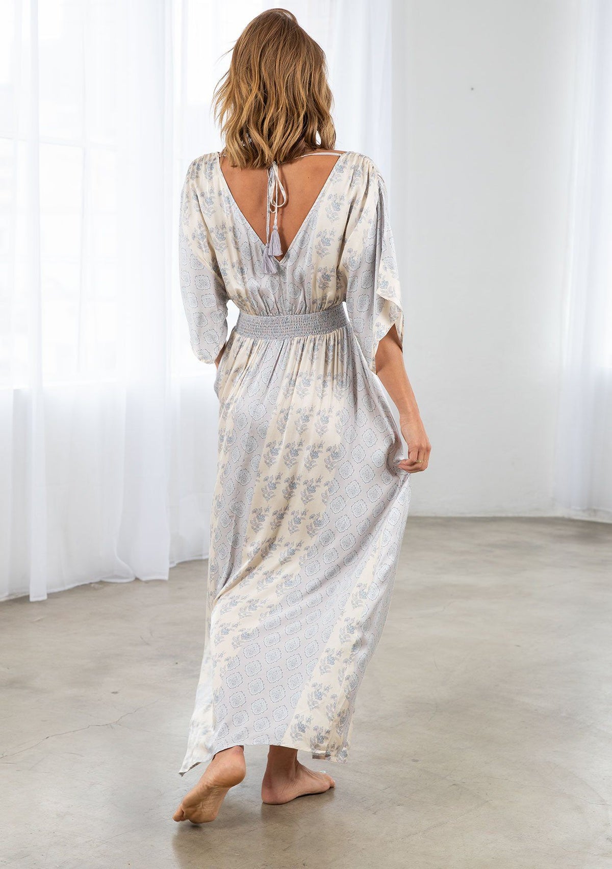 Silky Kimono Sleeve Boho Maxi Dress | LOVESTITCH