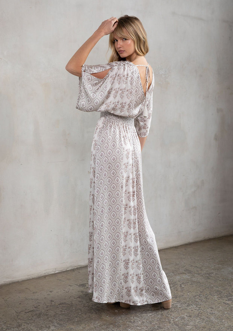 Serendipity Kimono Sleeve Maxi Dress Natural/Grey / S Serendipity Kimono Sleeve Maxi Dress Natural/Grey / S